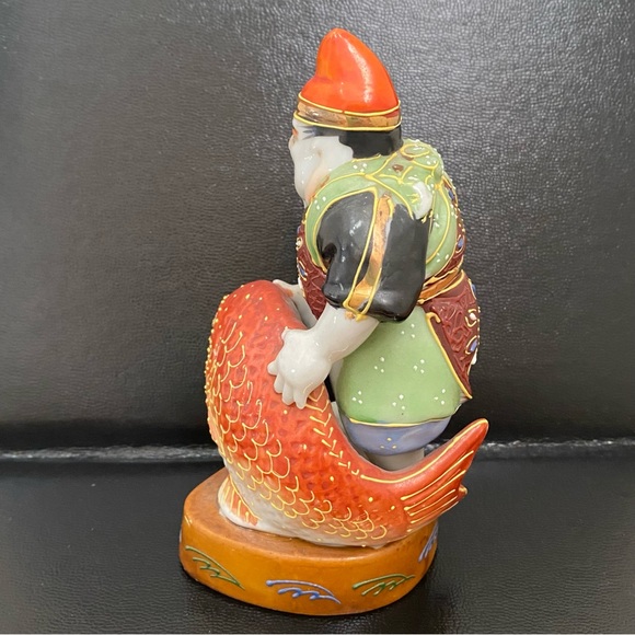 Vintage Signed Kutani Ebisu God Of Fishermen and Luck 5.75” Porcelain Figurine - Picture 5 of 15